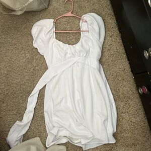 Altar'd State White Dress with Puff Sleeves